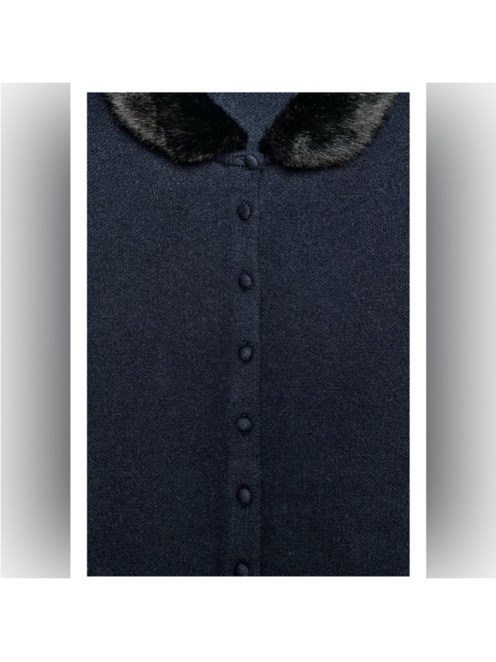 Zara Navy Coat with Black Faux-Fur Trim - Picture 7 of 9